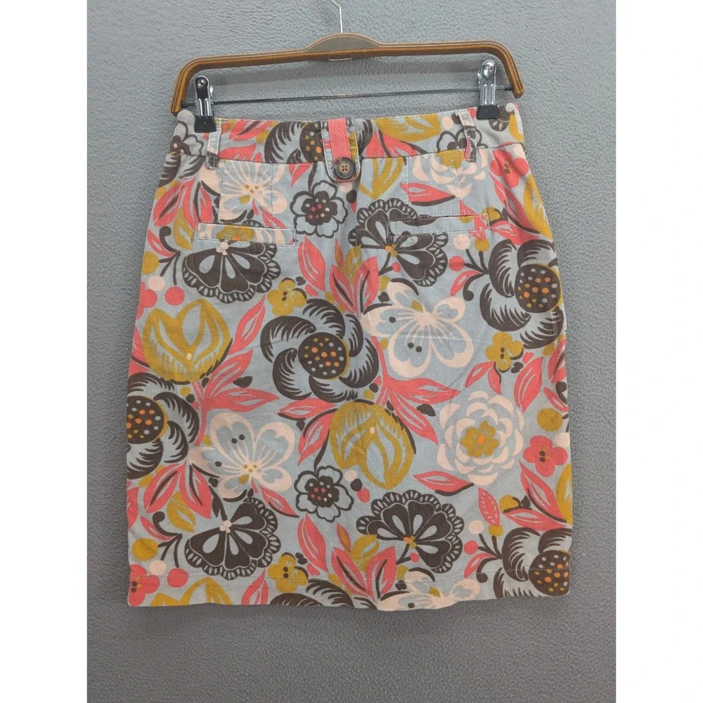 Y2K Boden Floral Corduroy Mini Skirt Size 4 Multicolor Knee Length Boho Academia